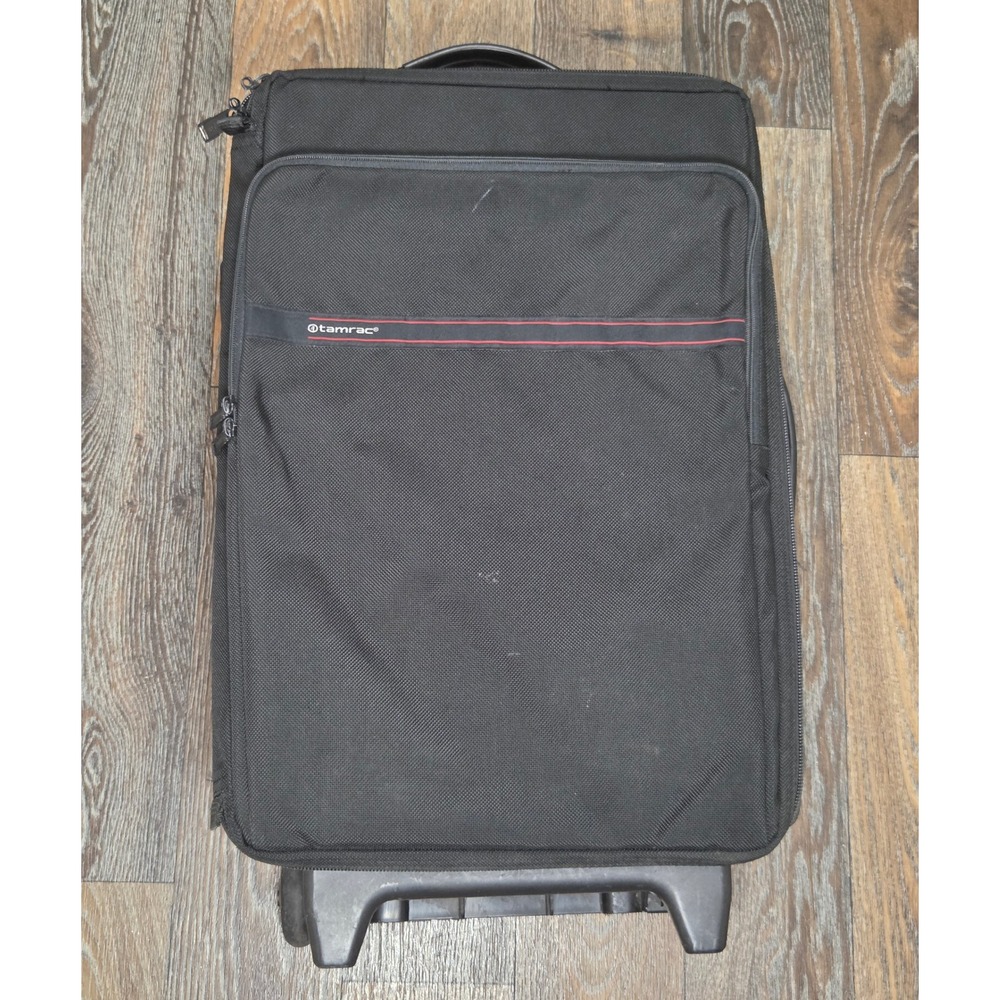 Tamrac Rolling Camera Bag Black Ballistic Nylon Padded Dividers Wheel Case